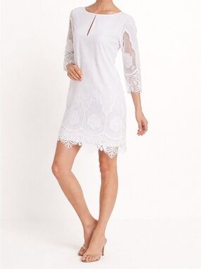 Ann Taylor White Lace Dress size Small Boho Tunic Mini Cotton Embroidered